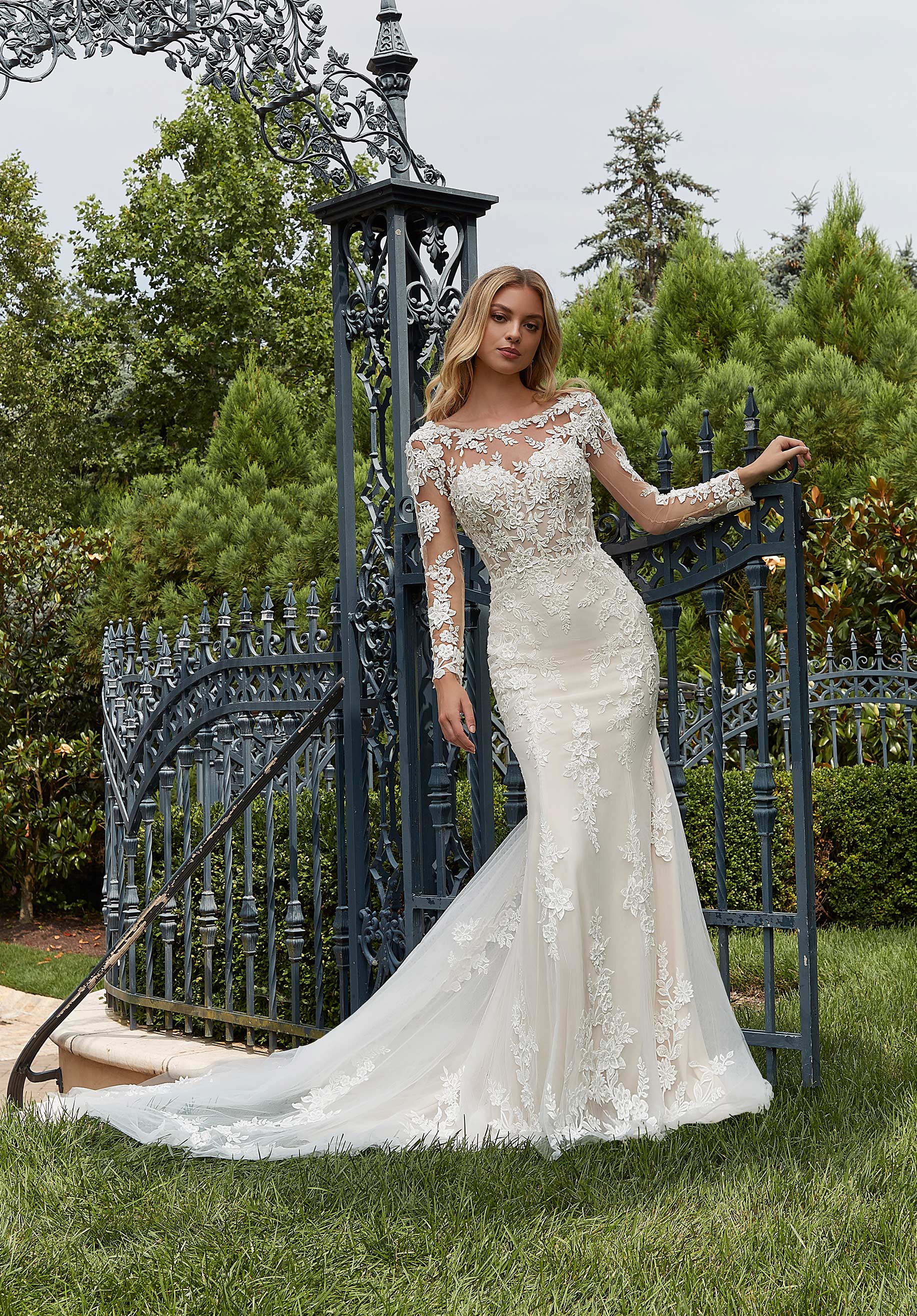 long sleeve illusion wedding dress ideas