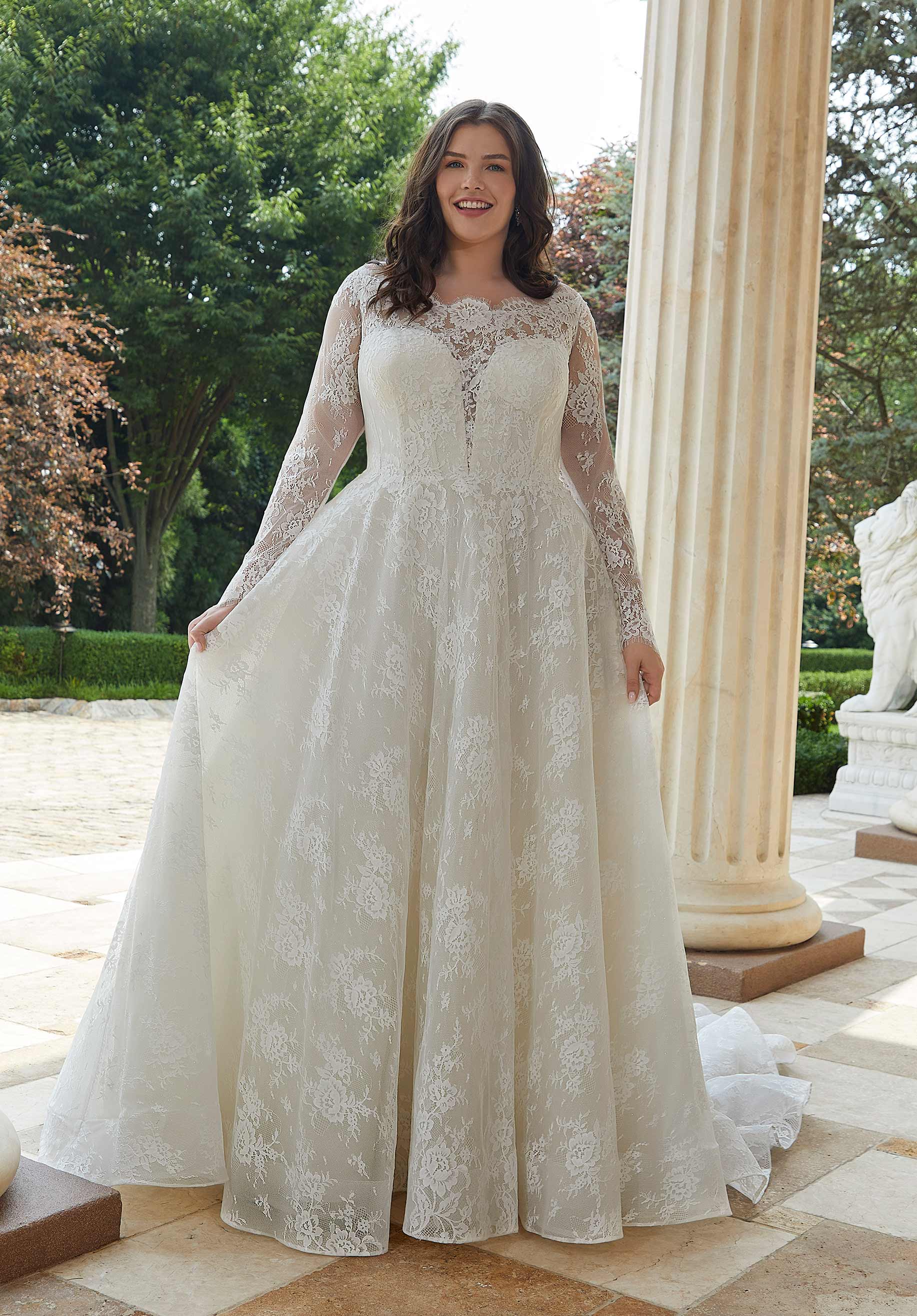 plus size long sleeve wedding dress ideas