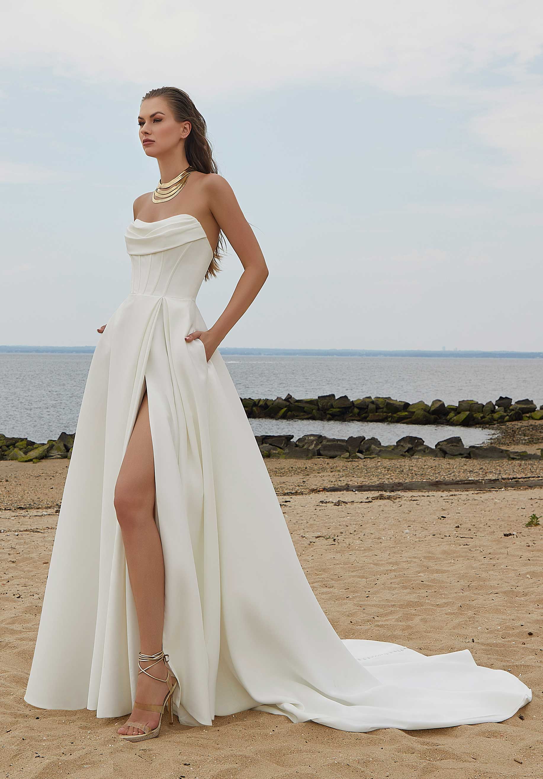 satin strapless wedding dress ideas